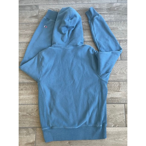 Champion Reverse Weave Men’s Small Blue Spell Out Hoodie Sweatshirt Pullover - Picture 2 of 7